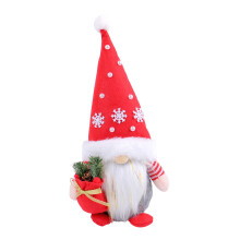 Kerstkabouters pluche pop decoratie geen gezicht kabouters-Rood
