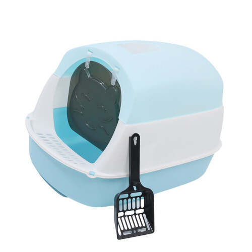 Cats Litter Pans for Older Cats Plastic Small Smooth-Blue M