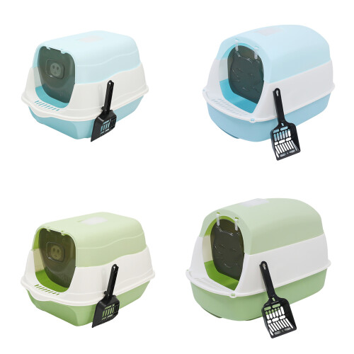 Cats Litter Pans for Older Cats Plastic Small Smooth-Blue M 1