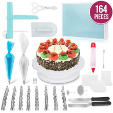 Drehteller für Kuchen – Backset – 164-teilig – Edelstahl – Silikon – TPU