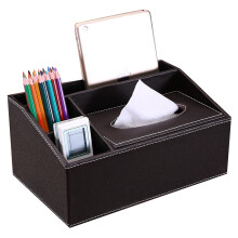 Modieuze tissuebox van PU-leer, elegante organizer voor op het nachtkastje in de badkamer met essentiële tissuebox als vervanging voor thuis,