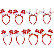 8er-Packung leuchtende Weihnachts-Plüschstirnbänder mit Hirsch- und Schneemannmuster