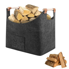 Filter Firewood Basket Foldable Wooden Basket Solid Wood Carry Bag For Fireplace Storage, Firewood Carrier 45 X 40 X 32cm