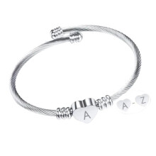 Stainless Steel Engraved Charm Bracelet, Heart Initials Bracelet, Simple Design with Heart Shaped Letter A Pendant, Woman Jewelry Featuring