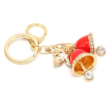 Porte-clés strass, pendentif décoratif de Noël en forme de cloche et cristaux étincelants, accessoire de sac multifonctionnel pour les fêtes.