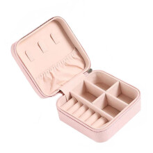 Kleines Schmuckreiseetui, wasserdichte Organizer-Box mit weichem Futter, tragbare Reise-Schmuckbox mit Kettenhaken und elastischer Tasche, leichtes PU
