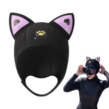 Diving Cap, Diving Hat with Cat Ears, 3 mm Neoprene Diving Hood for Women and