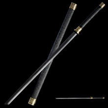 Handmade straight swords, Bamboo blade, Wooden katana with sheath for cosplay, decor, gifts, martial arts, training black 102cm