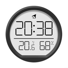 Contemporary Indoor Clock With Date, Temperature And Humidity Display Black Finish