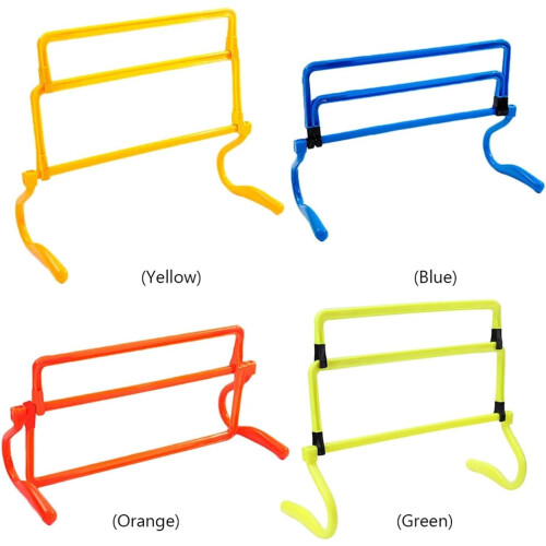 Agility Hurdles 4 Pieces Mini Football Training Foldable Adjustable Height (Blue) 1