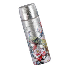 Leak Proof Insulated Travel Mugs with Retro Chinese-Silver