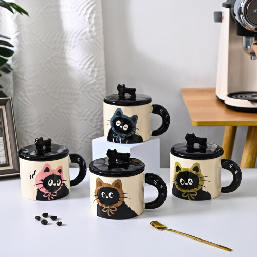 Easy to Clean Drinkware Cats Ceramic Mug 370ML Souvenir-Pink 2