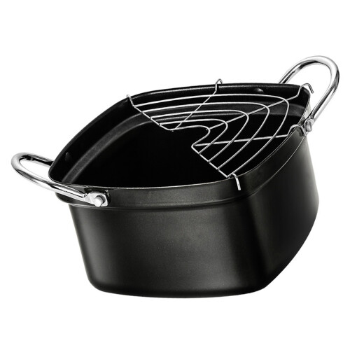 Ergonomic Handle Small Frying Cooker with Oil Filter Rack Iron