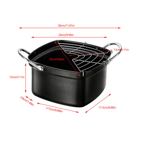 Ergonomic Handle Small Frying Cooker with Oil Filter Rack Iron 2