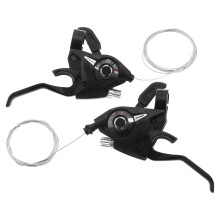 1 Pair 3x7 Bicycle Brake Levers Gear Lever 21 Speed Gear Lever Set with Gear Cables Gear Indicator for Mountain Bike Folding Bike City Bikes Racing