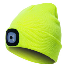 Torcia LED a mani libere, berretto LED ricaricabile con tessuto a maglia morbido e caldo, ricaricabile tramite USB per un utilizzo prolungato, taglia