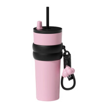 stainless steel insulated cold cup large capacity straw cup-Pink