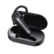 Trådlösa Bluetooth-hörlurar med ett öra, kristallklara samtal med brusreducerande teknik, bekväm passform för längre tids användning,
