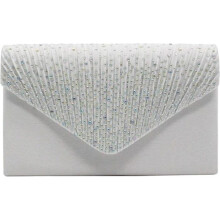 Weiße, plissierte Envelope-Clutch aus Polyester für Abendveranstaltungen, Hochzeiten, Zeremonien, Cocktailpartys, Damen