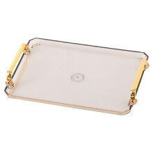 Serveringsbrett med gullhåndtak, utsøkt dekorasjon og allsidig bruk for hverdagsbruk (gjennomsiktig)