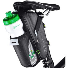 1,6 l schwarze, reflektierende und wasserdichte MTB-Satteltasche für Rennräder mit Flaschenhalter und Rücklichtöffnung