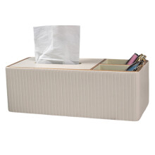 Leren tissuehouder met minimalistische uitstraling, modern rechthoekig ontwerp met magnetische bodemsluiting, waterdichte tissuehouder met oppervlak.