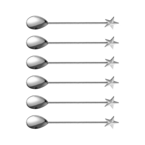 6Pcs Teas Coffee Stirring Spoons Star Shape Teaspoon for-Silver