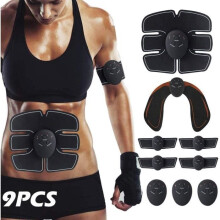 MERKMAK Bodybuilding Fitness 8-teiliges Set: Bauchmuskel-Elektrostimulationsgerät, Bauchmuskelstimulator + Hüfttraining, Po-Lifting