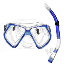 Taucherbrillen-Set – TEMPSA – Maske und Schlauch – Gehärtetes Glas – Verstellbar – Blau