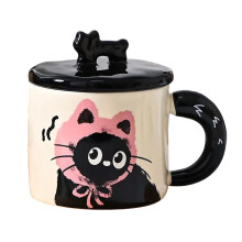 370 ml Keramik-Trinkwasserbecher mit Katzenmotiv, kreativer-Rosa
