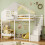 Kid's Bunk Bed with Window & Storage Stairs, White 1