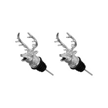 2er-Pack Barkeeper-Weinflaschenausgießer mit Hirschkopf,-Silber