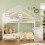Kid's Bunk Bed with Window & Storage Stairs, White 3