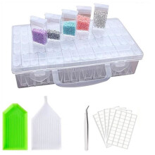 Diamantmalerei-Box – Diamanten – 64 Teile – Transparent – Praktische Aufbewahrung – Gemischt