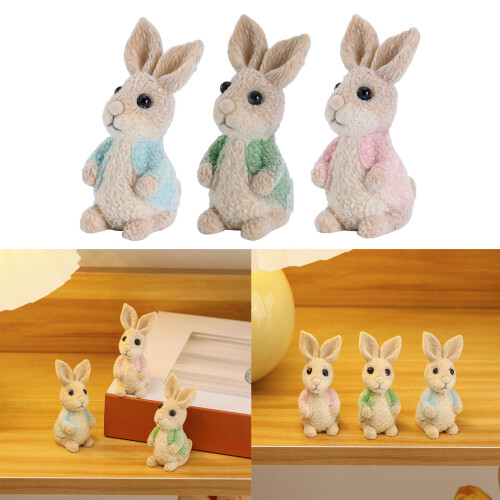 Cute Rabbit Figurines Desktop Ornament Micro Plant-W304D 2