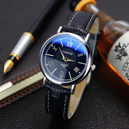 YAZOLE 313 Schwarze Damen-Quarzuhr