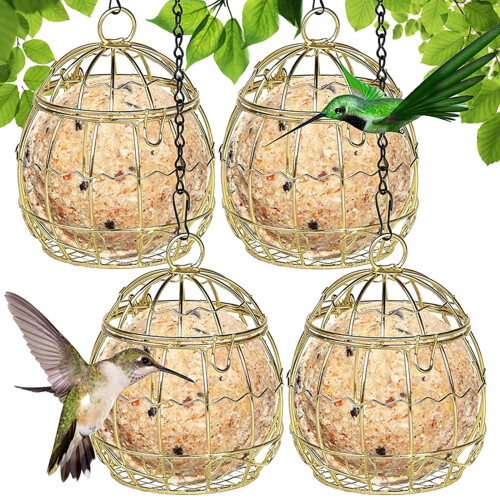 SquirrelProof Bird Feeder FatBall Holder Backyard Bird-Gold 2