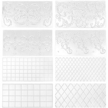 Fondant Impression Mat, Transparent Plastic Quilted Grid Texture For Cake Decorating, Easy To Use Food Grade Plastic Rattan Pattern Clay Mold Set For