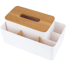 Organizator de birou, design multifuncțional, aspect elegant, deschidere largă, practic pentru biroul de acasă (lemn natural de bambus și alb)