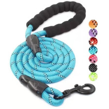 Hochwertige, 150 cm lange, verstellbare, robuste Nylon-Hundeleine mit Reflektoren für große und mittelgroße Hunde (Blau)