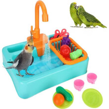Vogelspielzeug, automatische Papageienbadewanne, Badewanne mit Spielzeug, für verschiedene Vogelarten