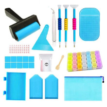 Diamantmalerei-Werkzeuge und Zubehör, mit Aufbewahrungsbox und Punktierstift – 1 Set
