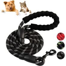 Kambo Hundeleine – 1,5 m Seillänge – Nylon – Schwarz – Schaumstoffgriff