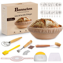Proofing Basket Bread Set, 23 cm Round and Baking Accessories for Beginners