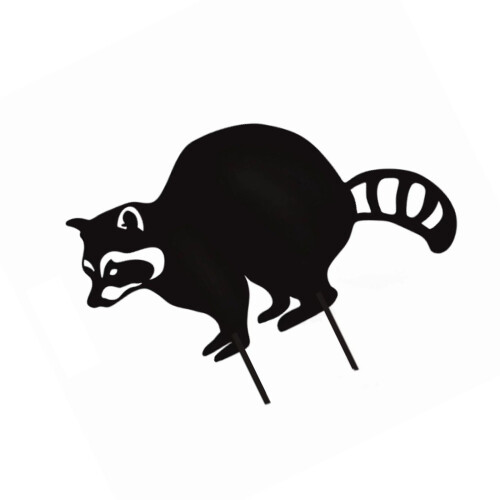 Metall-Waschbär-Gartenstecker,-hockender Waschbär