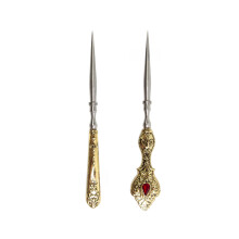 2 Stuks Vintage Naai Priemen Kleermakers Priem Metalen-goud