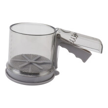 Tamizador de harina manual de construcción robusta con diseño transparente, vaso de tamizado semiautomático, orificios de tamizado ajustables,