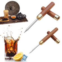 Stainless Steel Ice Pick 2 Pieces Wooden Handle Tea Knife Puer Ice Crusher