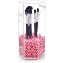 Carcasă compactă, dar spațioasă, pentru depozitarea pensulelor de machiaj, organizator cosmetic acrilic transparent, rezistent la praf, formă