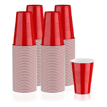 Vasos desechables de plástico rojo para fiestas y eventos, resistentes y duraderos, con paredes antideslizantes, vasos para beber de alta